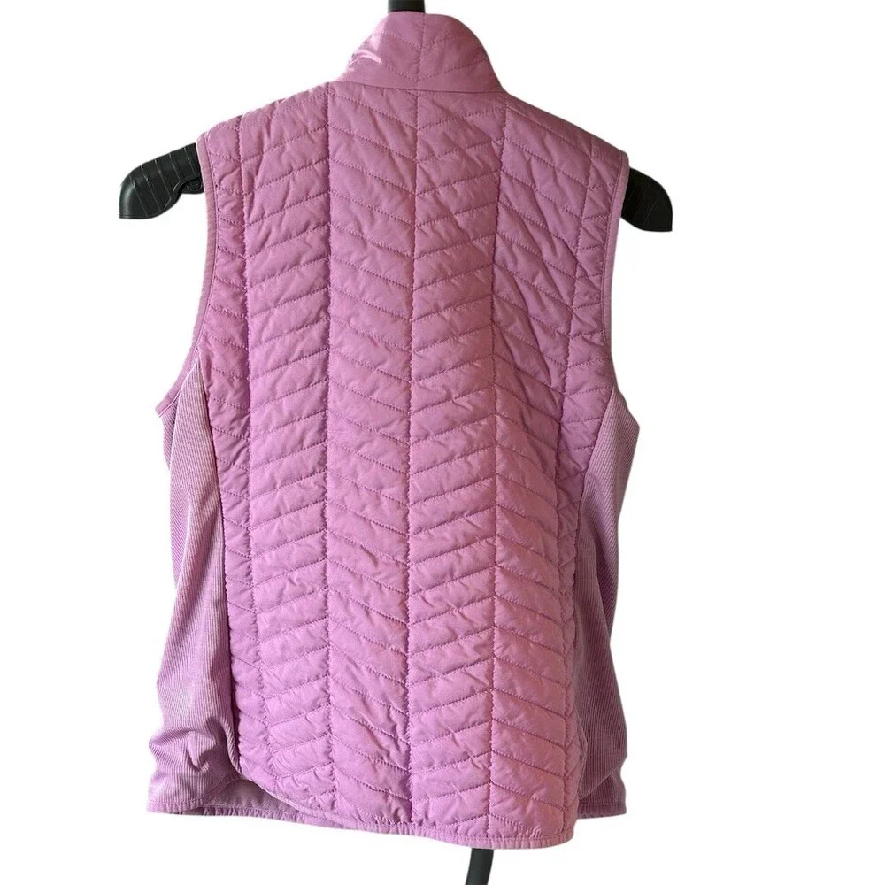 Talbots Vest Womens Petite M Purple Chevron Puffer Full Zip Zip Pockets - Picture 2 of 5